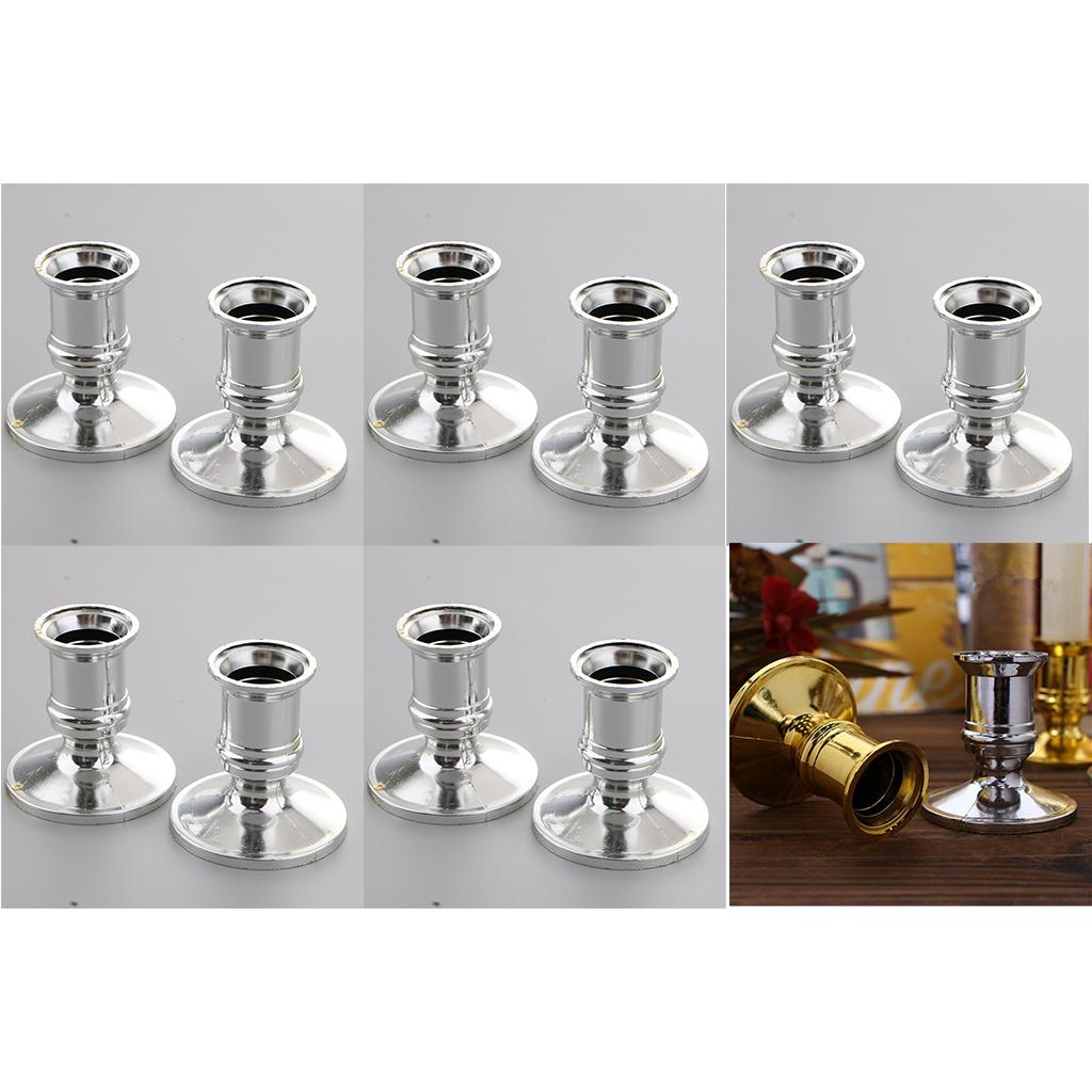 20pcs Plastic Pillar Candle Base Electronic Taper Candle Stand Base Silver