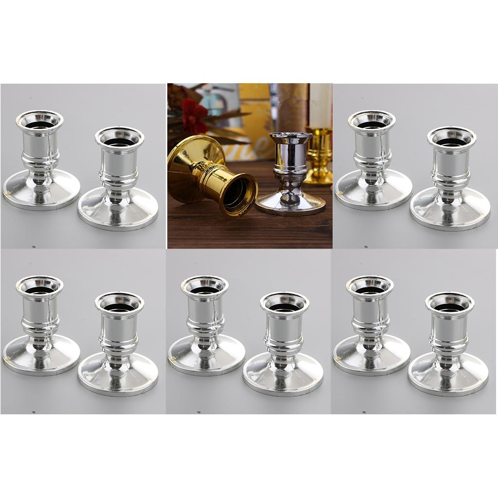 20pcs Plastic Pillar Candle Base Electronic Taper Candle Stand Base Silver