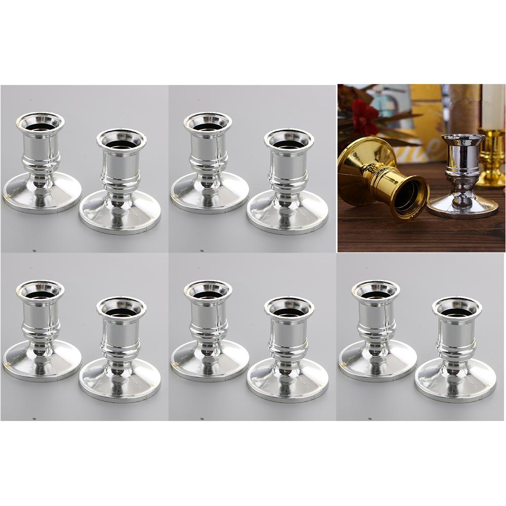 20pcs Plastic Pillar Candle Base Electronic Taper Candle Stand Base Silver