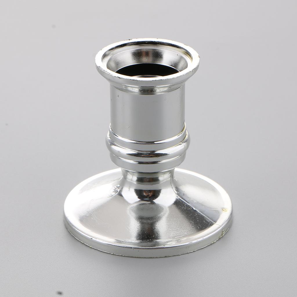 20pcs Plastic Pillar Candle Base Electronic Taper Candle Stand Base Silver