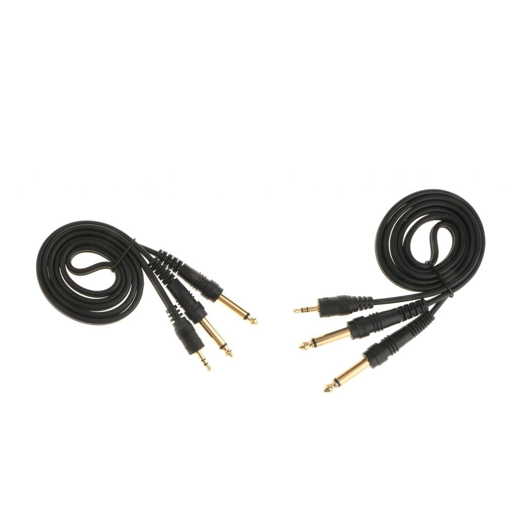 2Pcs 3.5mm to Double 6.5mm Adapter Male to Male Audio Cable Cord Wire 1meter