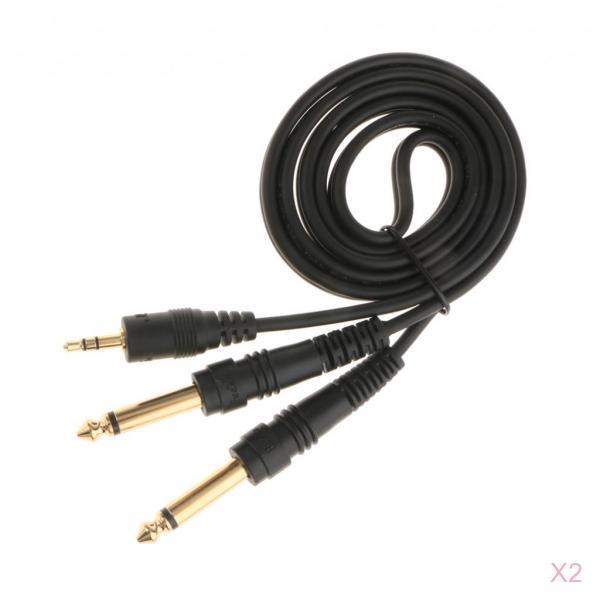 2Pcs 3.5mm to Double 6.5mm Adapter Male to Male Audio Cable Cord Wire 1meter