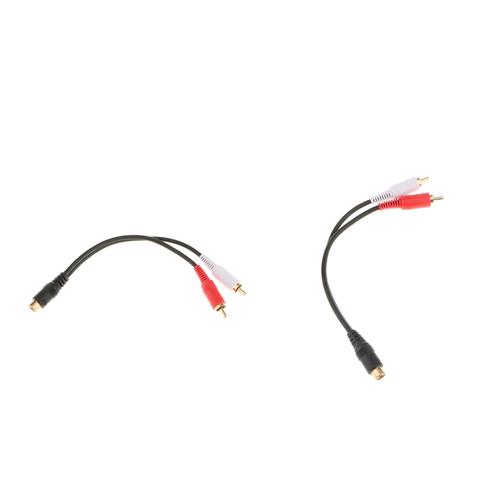 2x RCA Female to 2RCA Male Gold Plated Audio Adapter Splitter Cable 0.2m