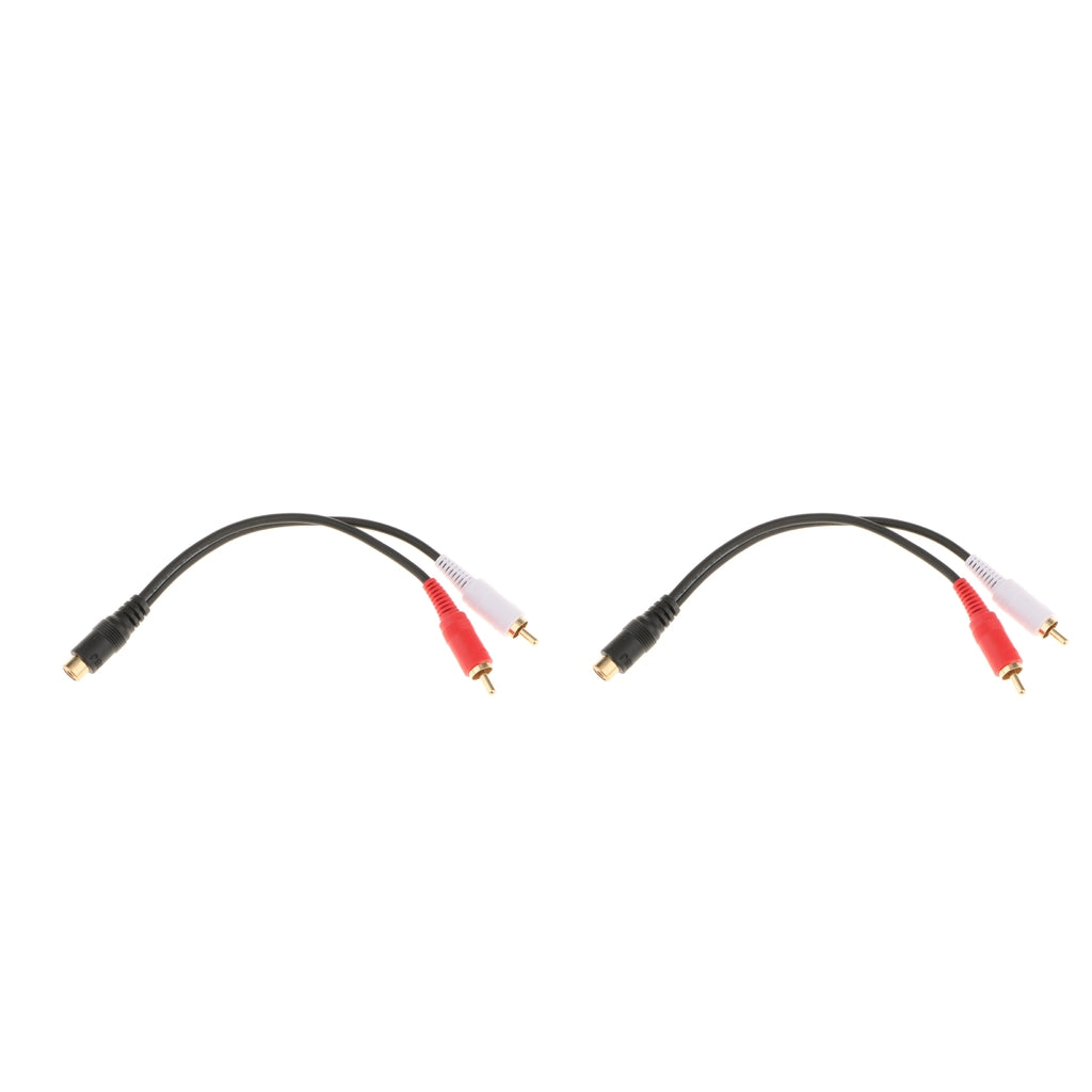 2x RCA Female to 2RCA Male Gold Plated Audio Adapter Splitter Cable 0.2m