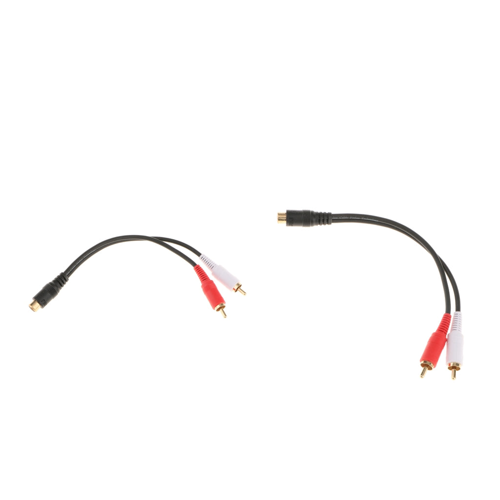 2x RCA Female to 2RCA Male Gold Plated Audio Adapter Splitter Cable 0.2m