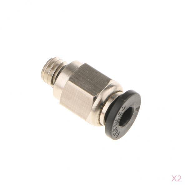2x PC4-M6 Pneumatic Straight Fitting 4mm Thread M6 Connector for 3D Printer