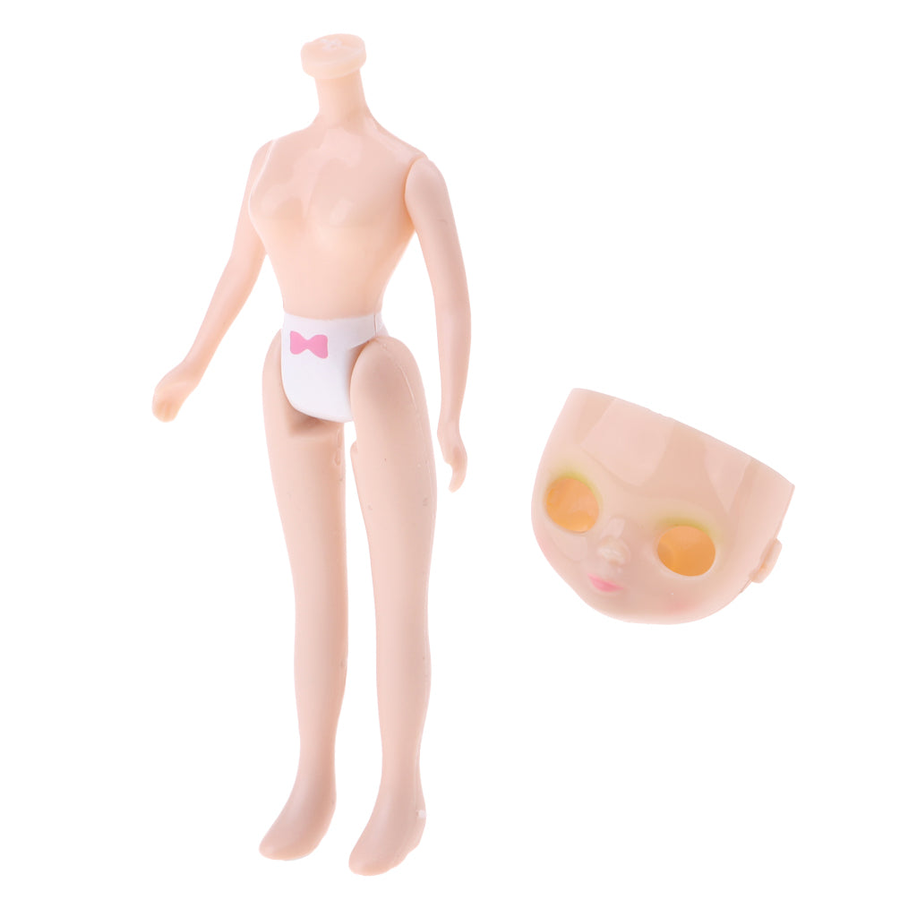 7.5cm Mini Nude Doll Body Face Shell Set for Petite Blythe Doll Custom DIY
