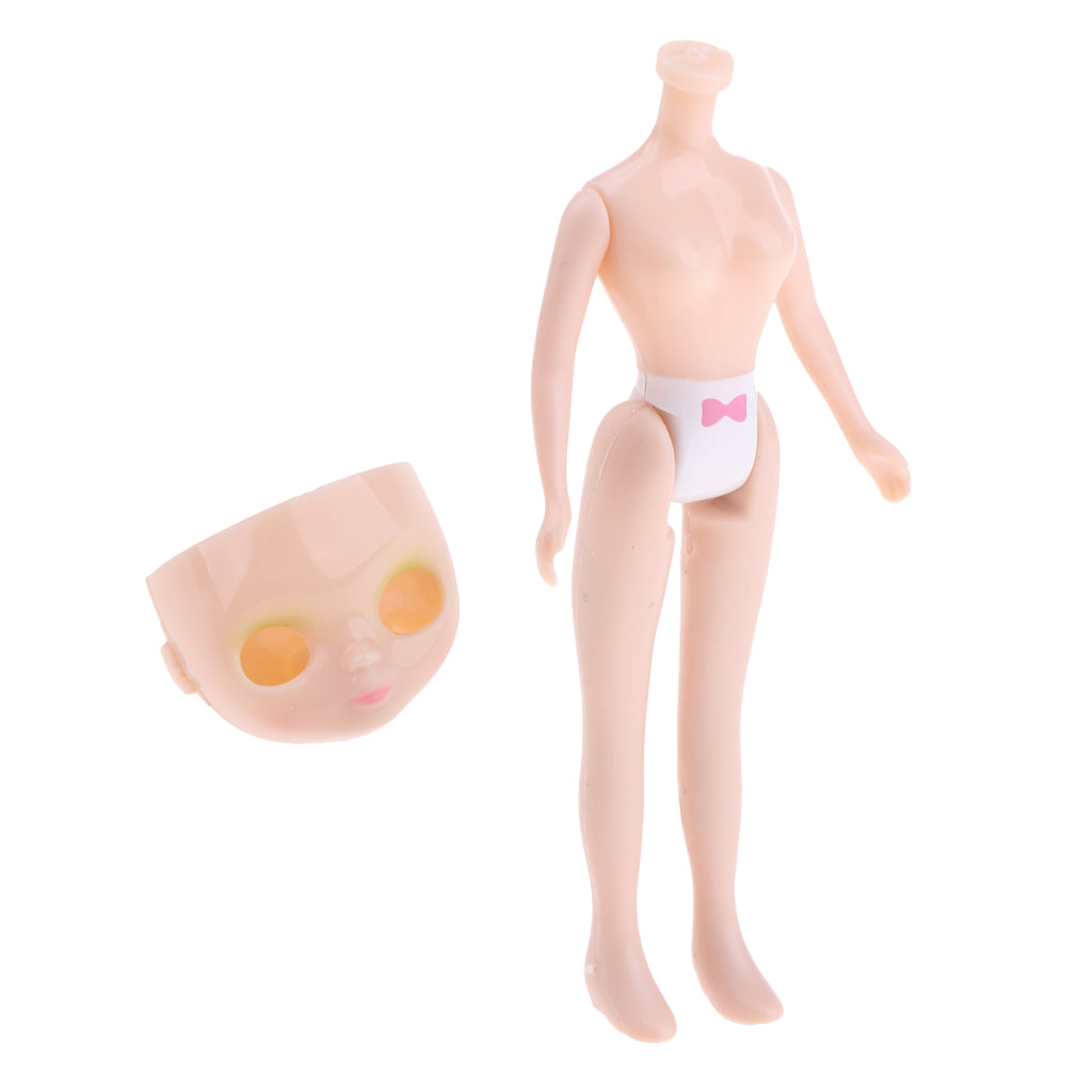 7.5cm Mini Nude Doll Body Face Shell Set for Petite Blythe Doll Custom DIY