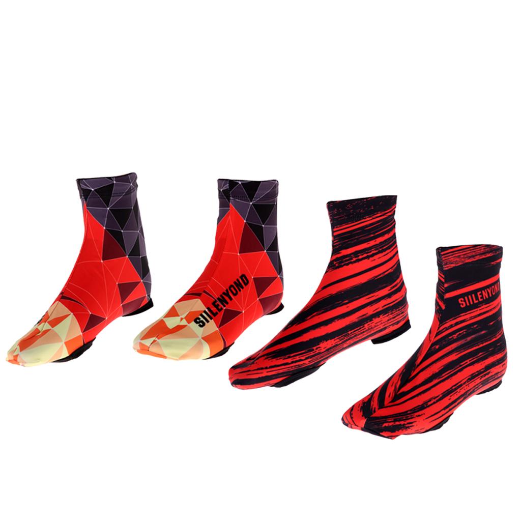 2 Pairs Windproof Bike Cycling Shoe Covers Winter Biking Zipper Overshoes
