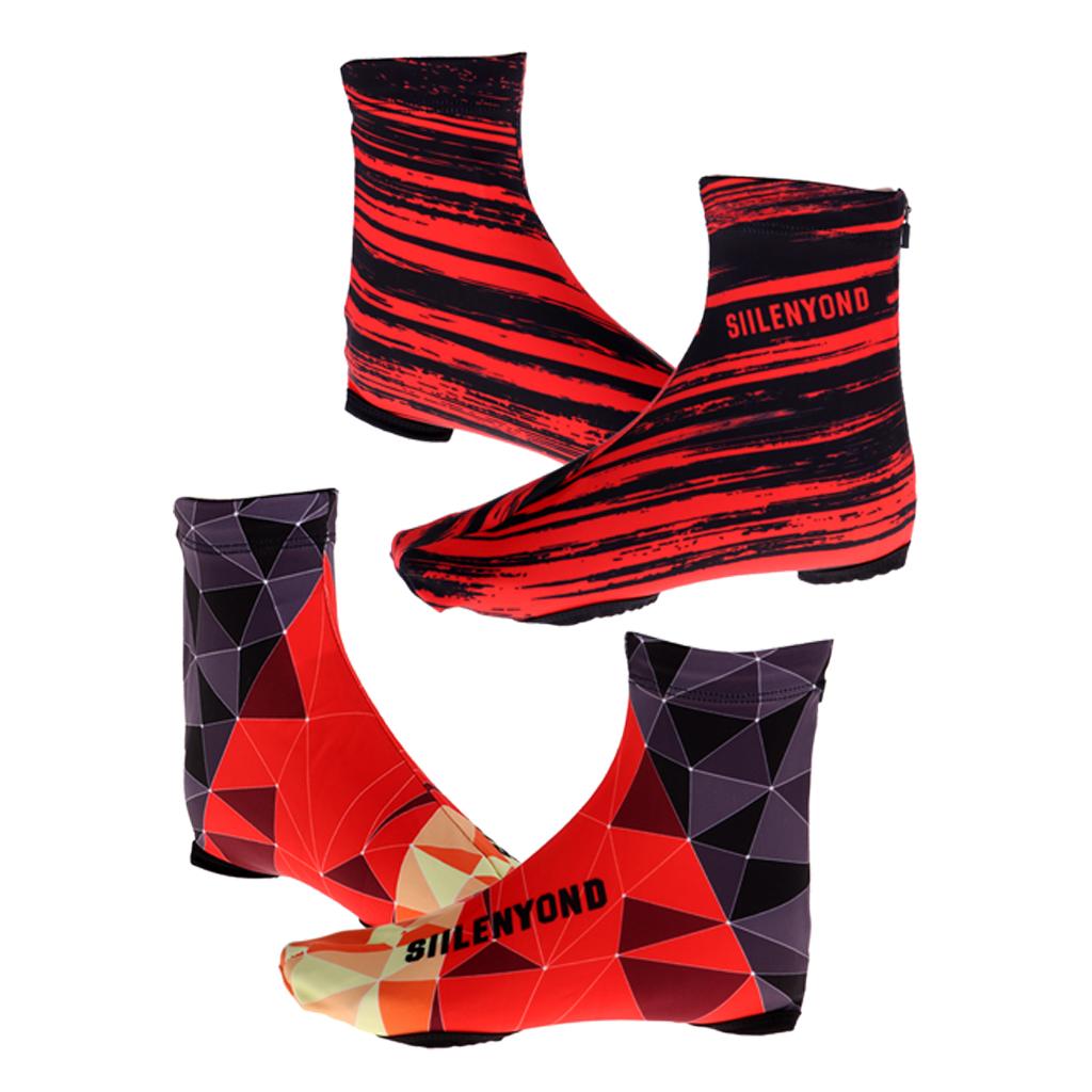 2 Pairs Windproof Bike Cycling Shoe Covers Winter Biking Zipper Overshoes