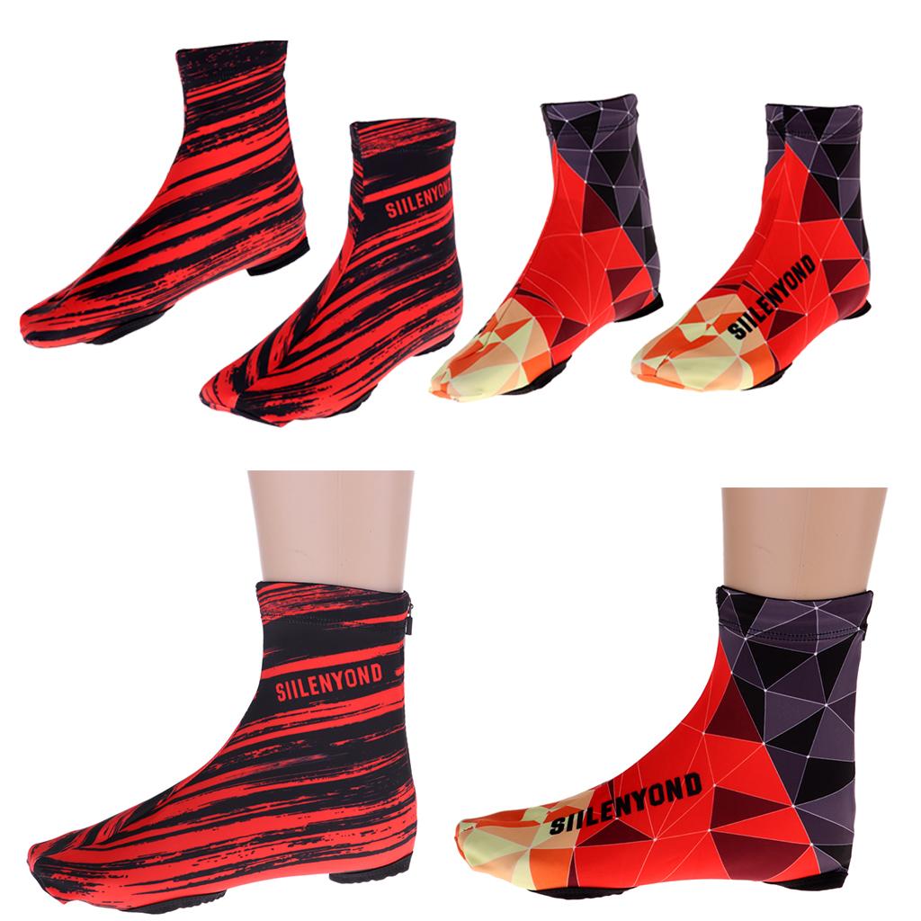 2 Pairs Windproof Bike Cycling Shoe Covers Winter Biking Zipper Overshoes