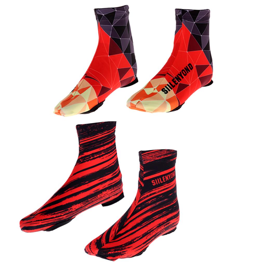 2 Pairs Windproof Bike Cycling Shoe Covers Winter Biking Zipper Overshoes