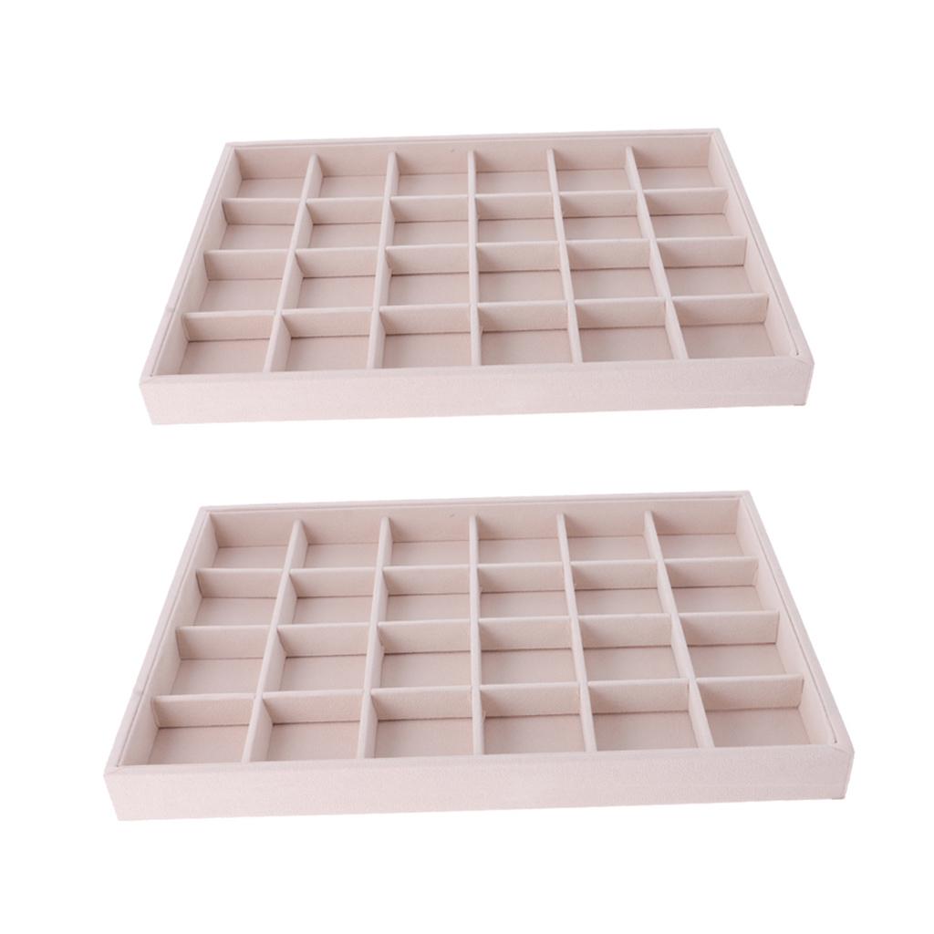 2 Pieces Ring Earrings Necklace Jewelry Display Organizer Tray Showcase Pad