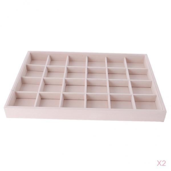 2 Pieces Ring Earrings Necklace Jewelry Display Organizer Tray Showcase Pad