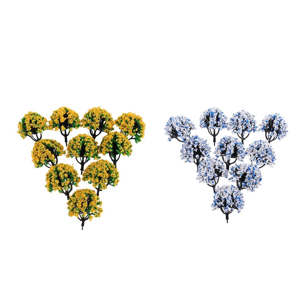 1/150 N Scale Railroad Scenery Landscape Model Tree with Flowers, Pack of 20