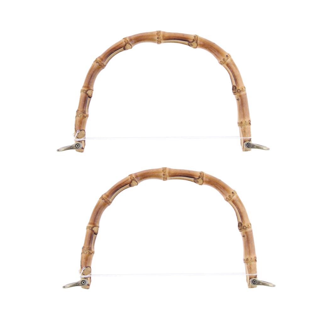 2x DIY Real Bamboo Wooden Purse Bag Handle Handbag Replacement Bronze Buckle