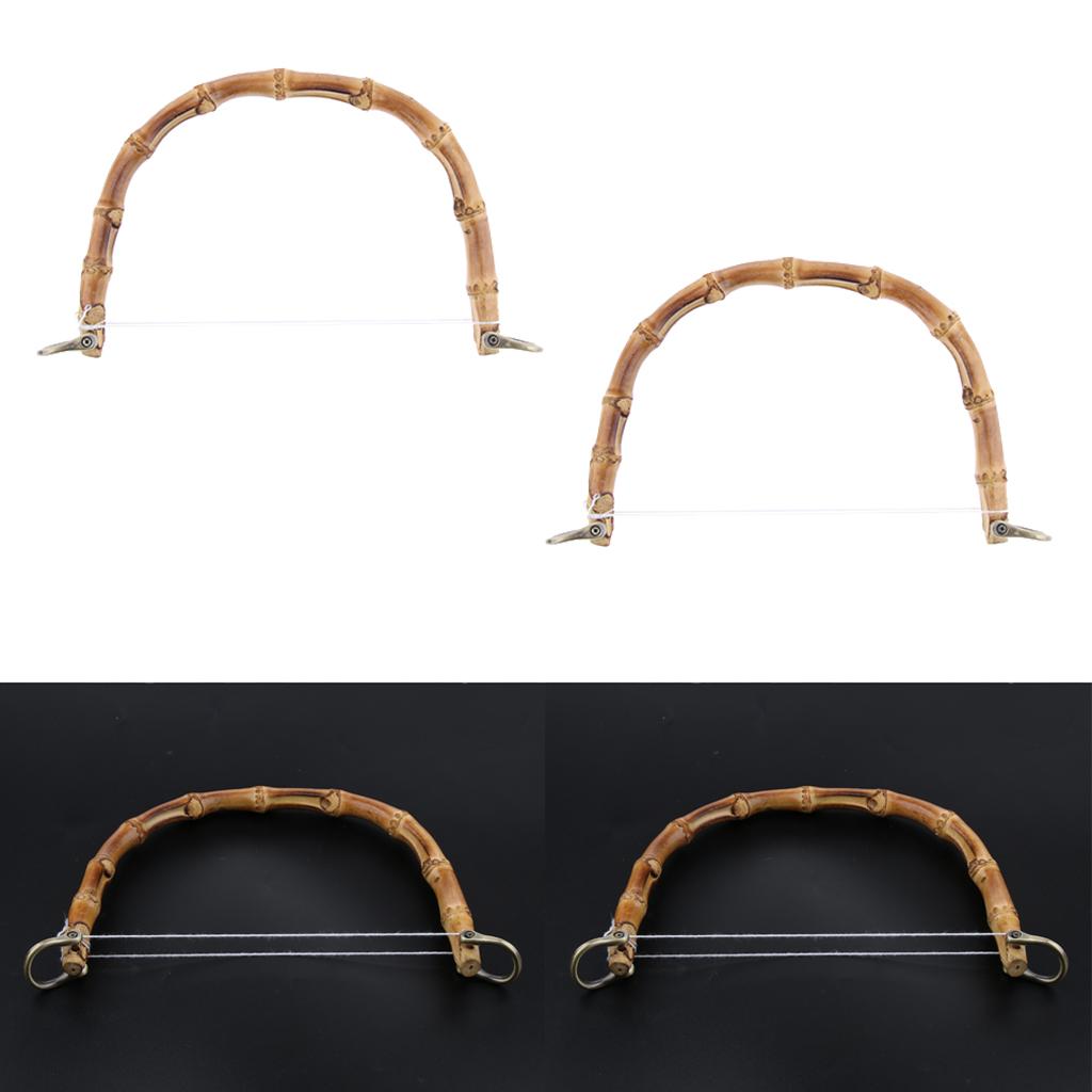 2x DIY Real Bamboo Wooden Purse Bag Handle Handbag Replacement Bronze Buckle