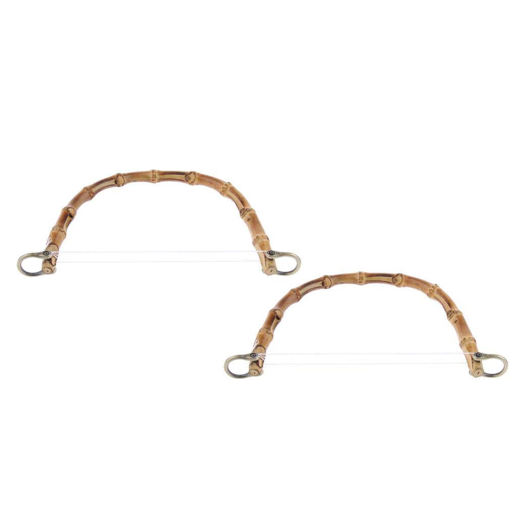 2x DIY Real Bamboo Wooden Purse Bag Handle Handbag Replacement Bronze Buckle