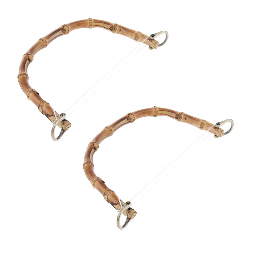 2x DIY Real Bamboo Wooden Purse Bag Handle Handbag Replacement Bronze Buckle
