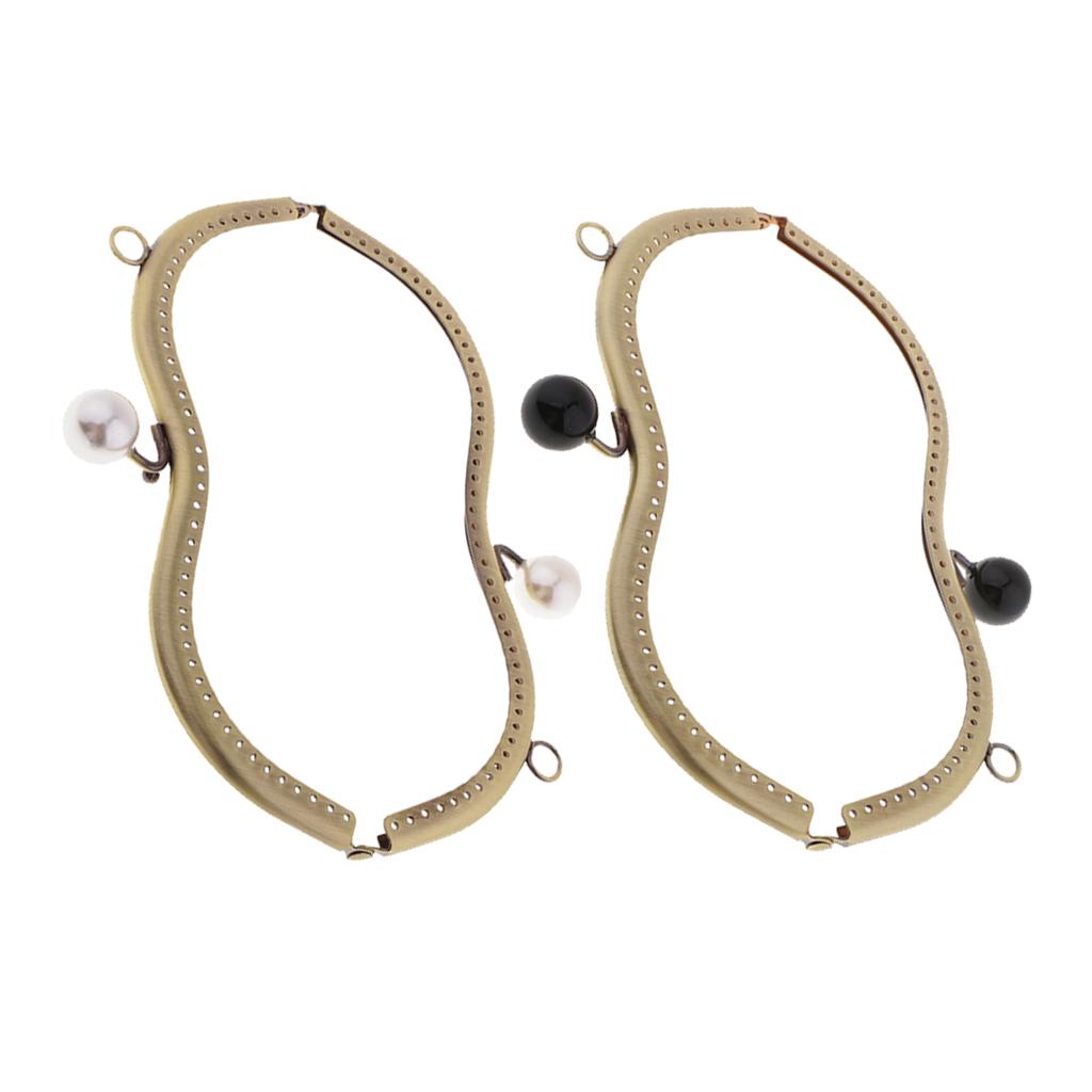 2Pcs Retro Metal Purse Clutch Handle DIY Bag Craft Frame Kiss Clasp Lock