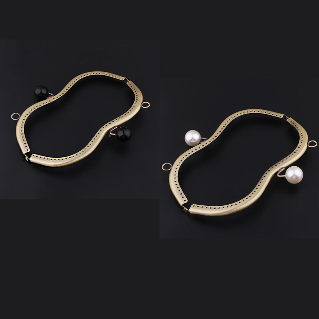 2Pcs Retro Metal Purse Clutch Handle DIY Bag Craft Frame Kiss Clasp Lock