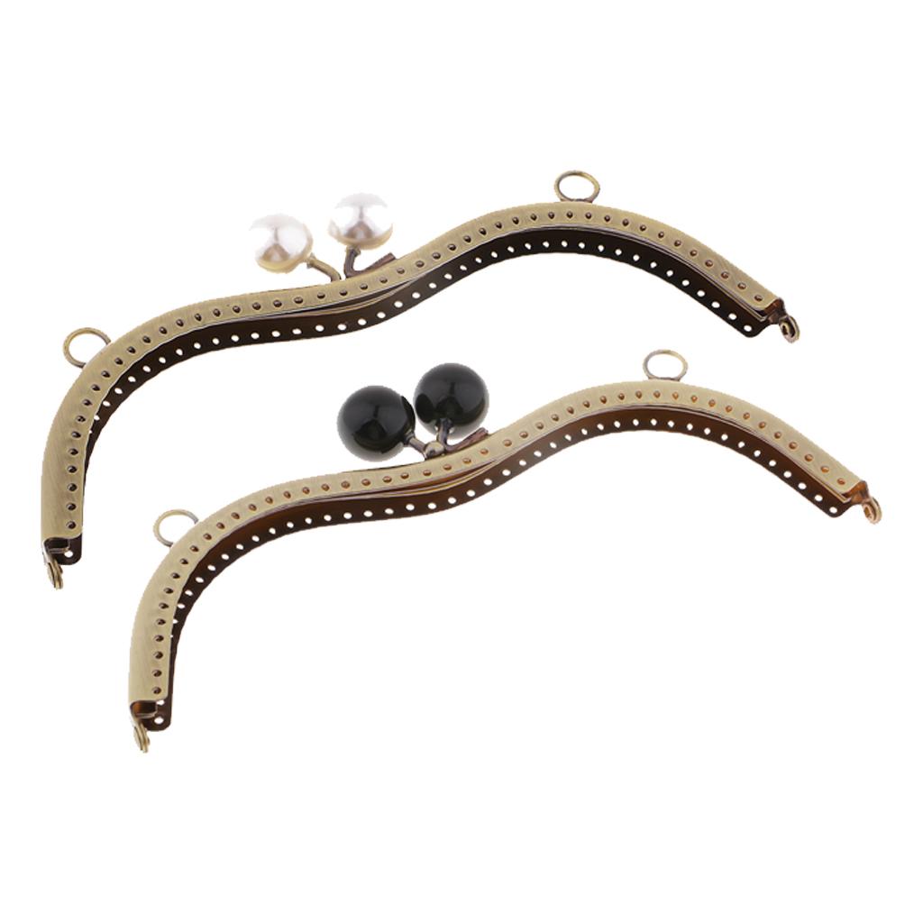 2Pcs Retro Metal Purse Clutch Handle DIY Bag Craft Frame Kiss Clasp Lock