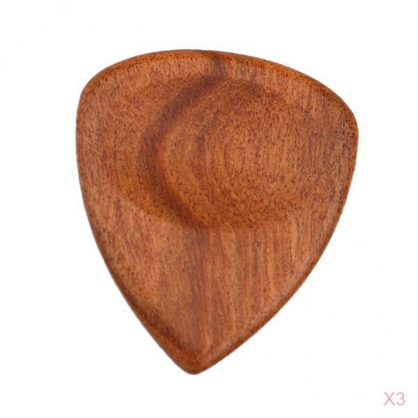 3pcs Wood Acoustic Guitar Pick Plectrum Hearted Shape Picks for Bass Parts