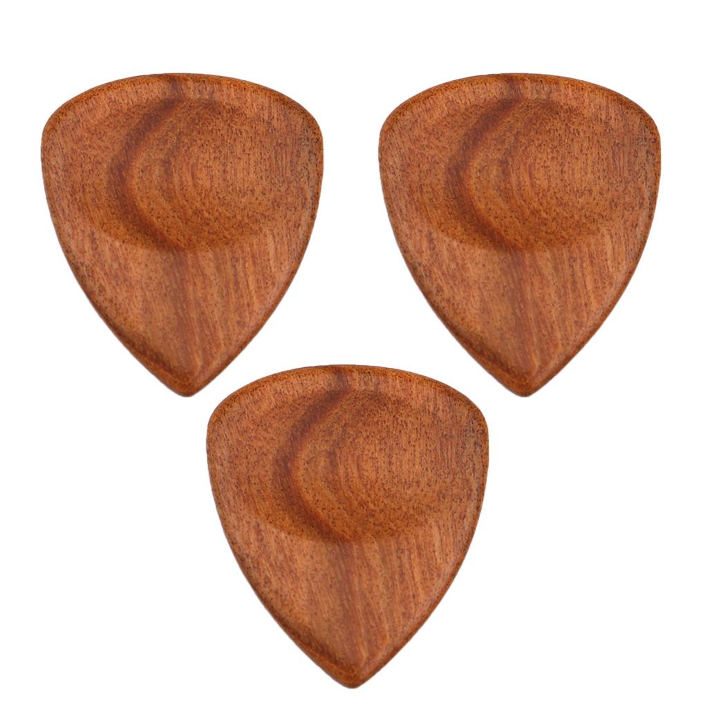 3pcs Wood Acoustic Guitar Pick Plectrum Hearted Shape Picks for Bass Parts