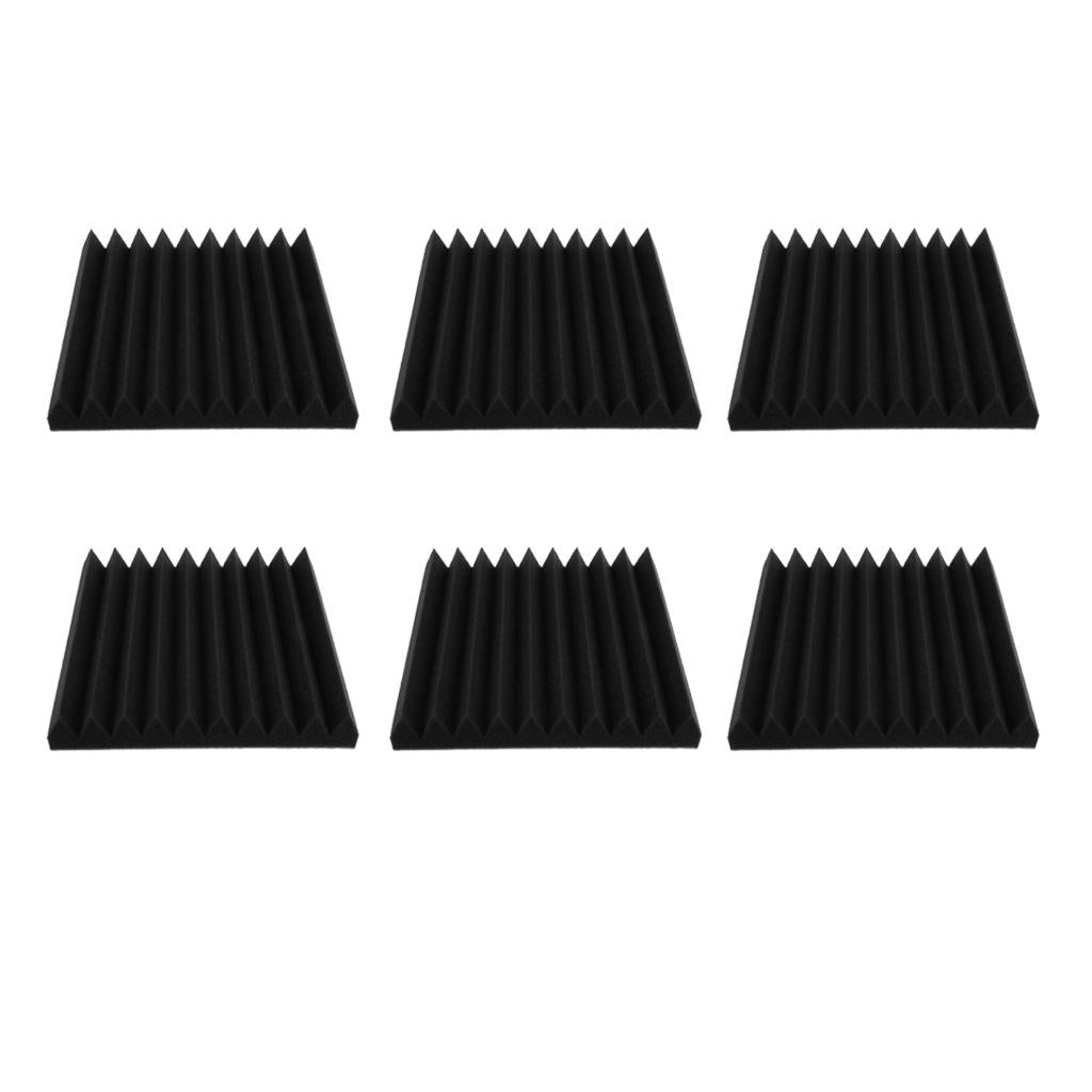 6 Pieces Studio Acoustic Foam Panels Nosie Dampening Foam Black