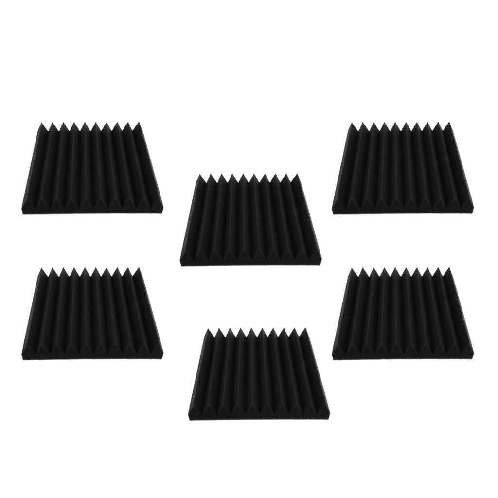 6 Pieces Studio Acoustic Foam Panels Nosie Dampening Foam Black