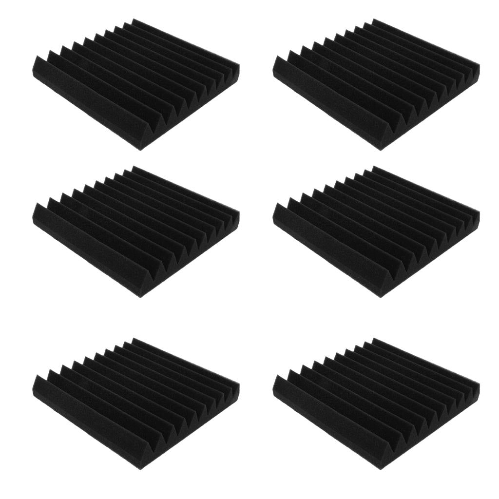 6 Pieces Studio Acoustic Foam Panels Nosie Dampening Foam Black
