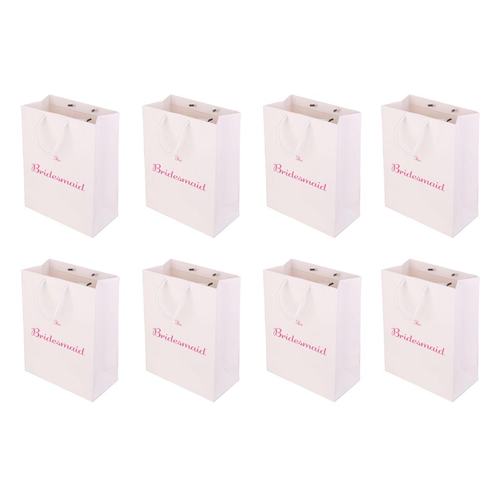 8pcs Large The Bridesmaid Wedding Party Paper Gift Favour Bag Handle White