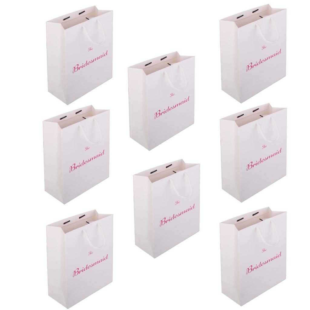 8pcs Large The Bridesmaid Wedding Party Paper Gift Favour Bag Handle White