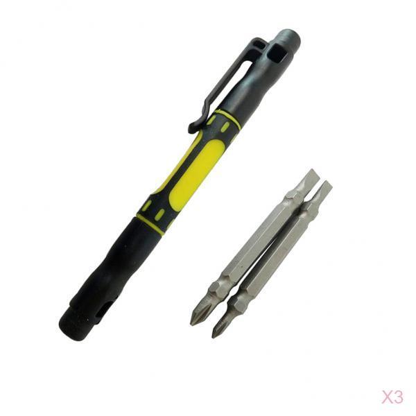 3pcs Steel 4 in 1 Bi-Material Pocket Screwdriver Set Handy Repair Tools Kit