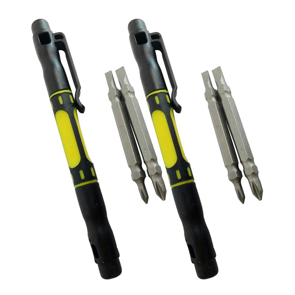 2pcs Steel 4 in 1 Bi-Material Pocket Screwdriver Set Handy Repair Tools Kit