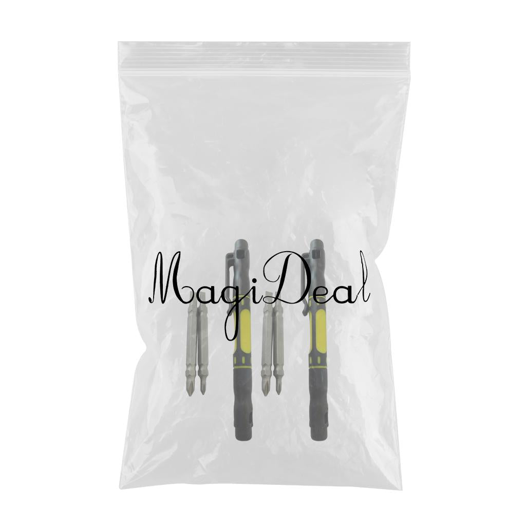 2pcs Steel 4 in 1 Bi-Material Pocket Screwdriver Set Handy Repair Tools Kit