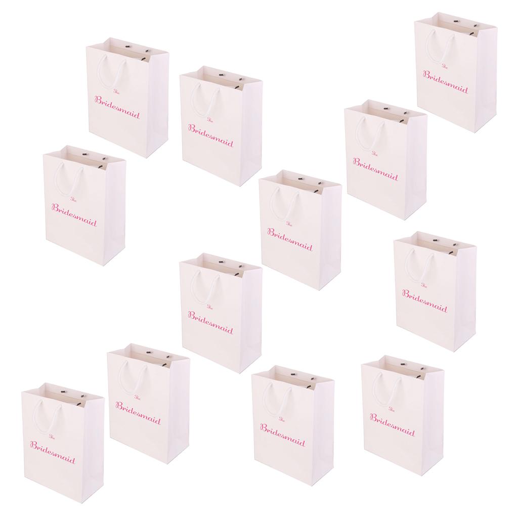 12pcs Large The Bridesmaid Wedding Party Paper Gift Favour Bag Handle White
