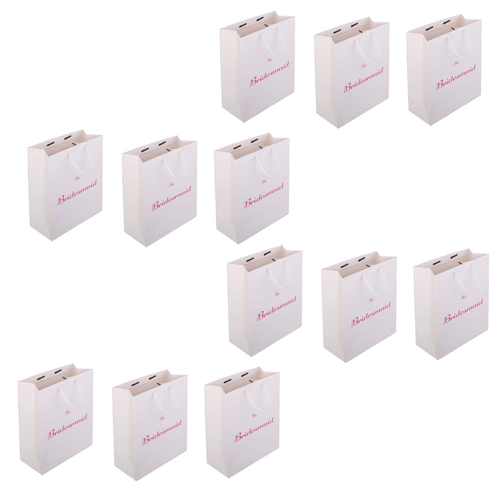 12pcs Large The Bridesmaid Wedding Party Paper Gift Favour Bag Handle White