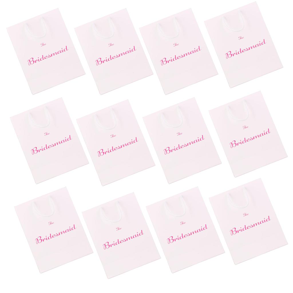 12pcs Large The Bridesmaid Wedding Party Paper Gift Favour Bag Handle White