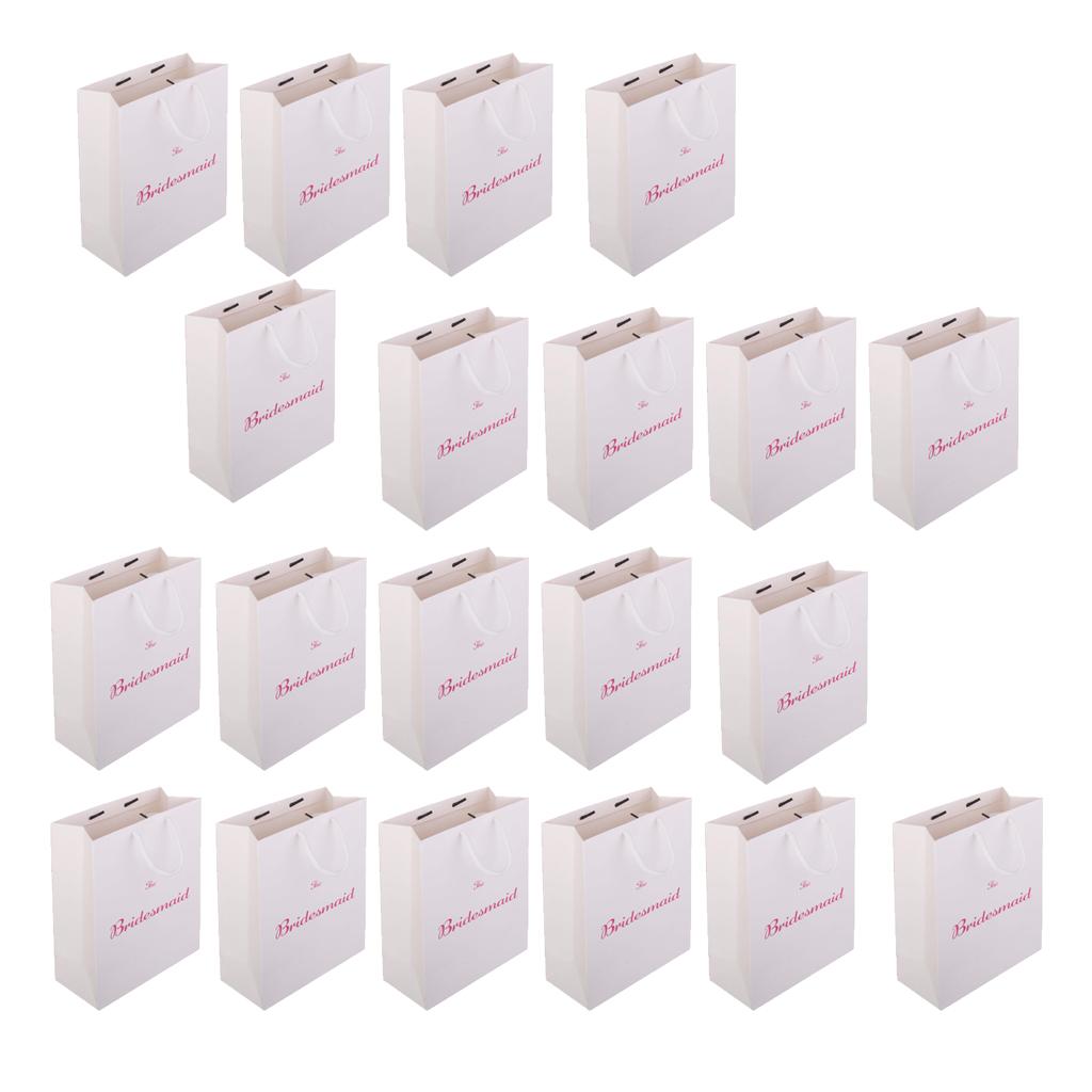 20pcs Large The Bridesmaid Wedding Party Paper Gift Favour Bag Handle White