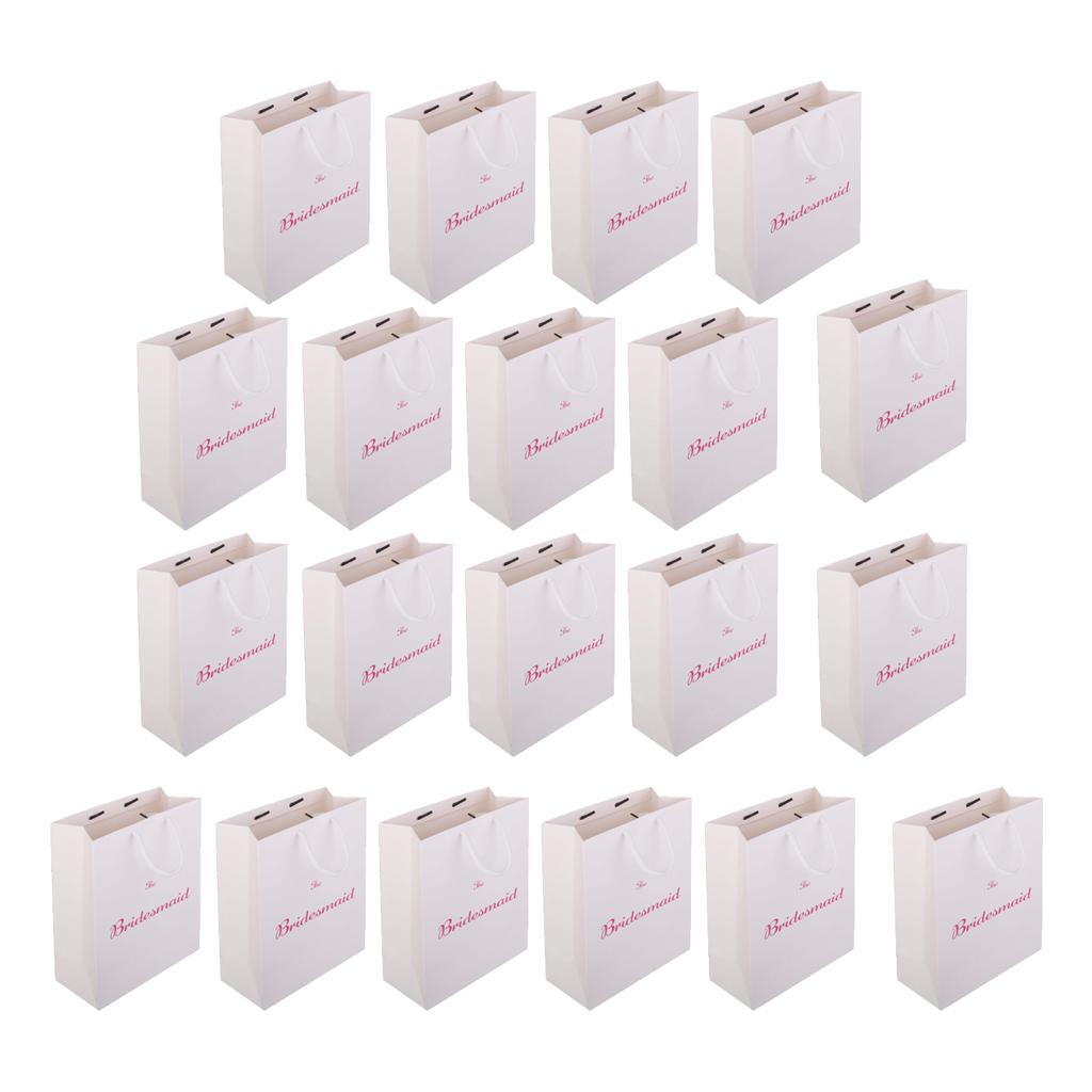 20pcs Large The Bridesmaid Wedding Party Paper Gift Favour Bag Handle White