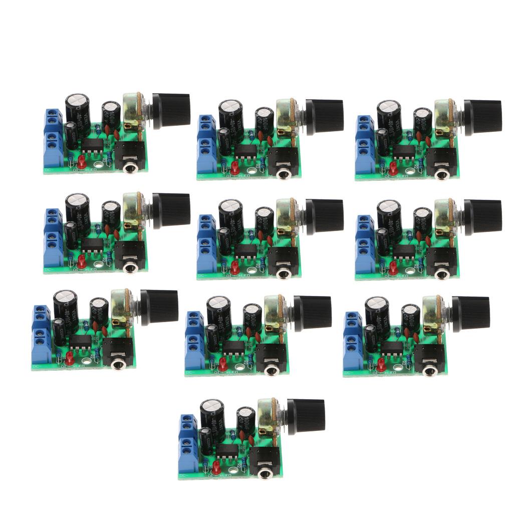10PCS LM386 Audio Amplifier Board 0.5-10W DC3-12V Stereo AMP Single-Channel