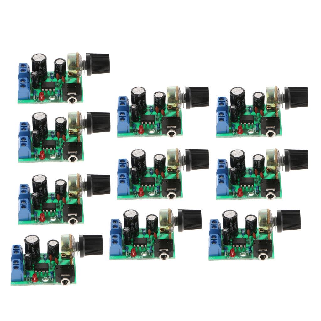 10PCS LM386 Audio Amplifier Board 0.5-10W DC3-12V Stereo AMP Single-Channel