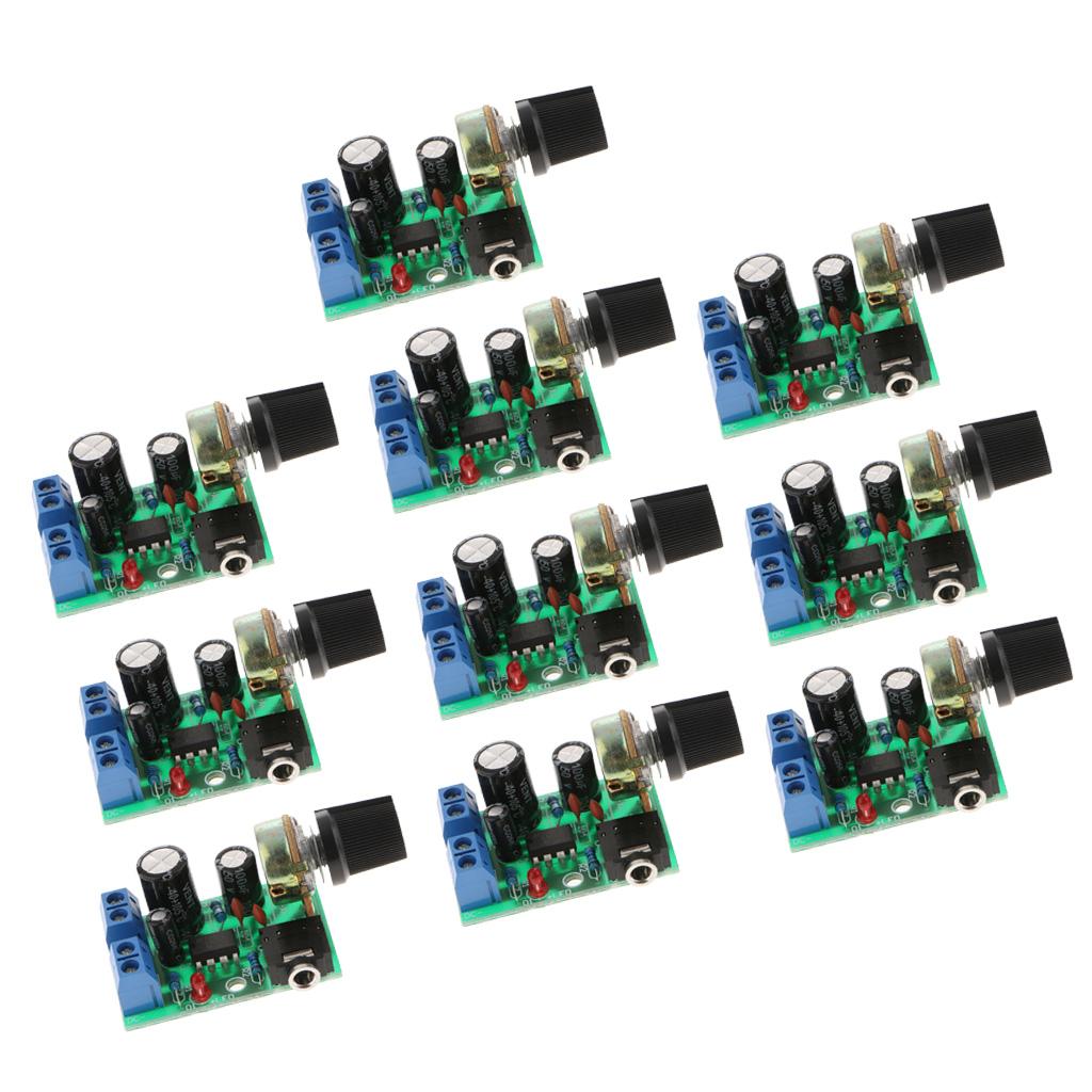 10PCS LM386 Audio Amplifier Board 0.5-10W DC3-12V Stereo AMP Single-Channel