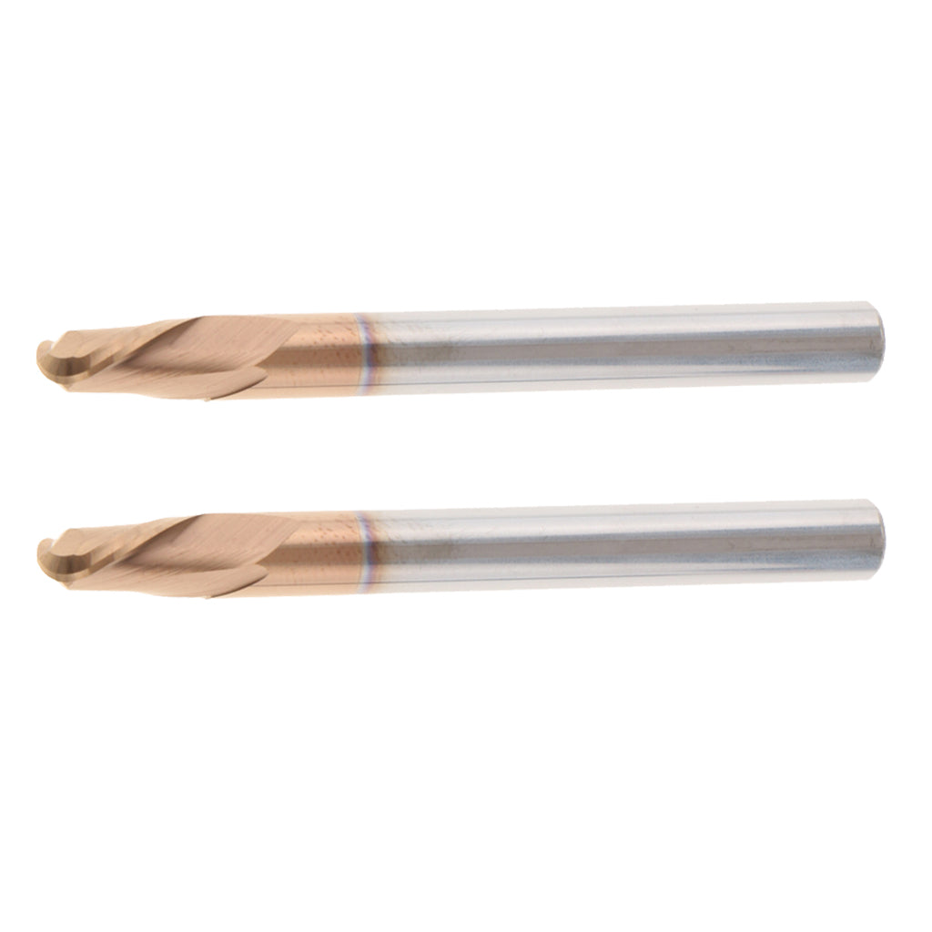 2x HRC55 Tungsten Carbide Coated Ball Nose End Mill CNC Tool Radius 2.5mm