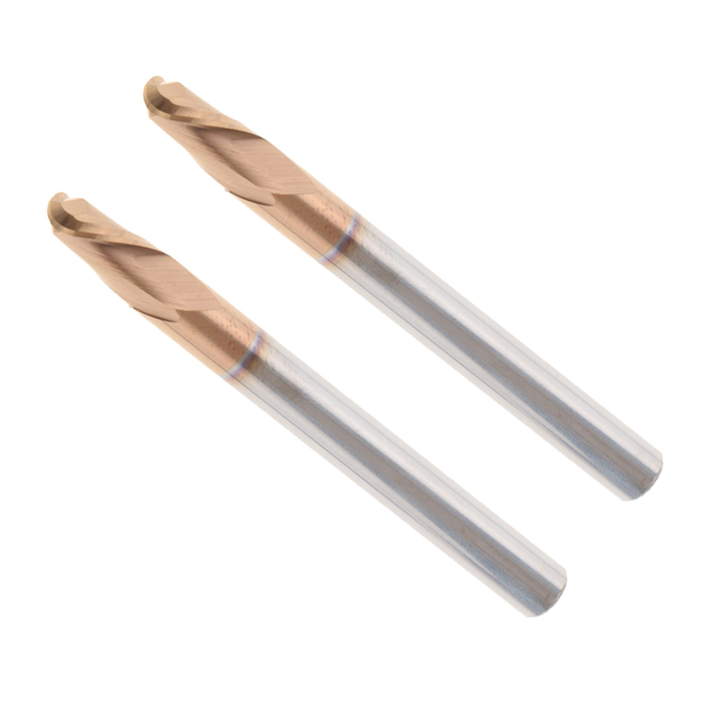 2x HRC55 Tungsten Carbide Coated Ball Nose End Mill CNC Tool Radius 2.5mm