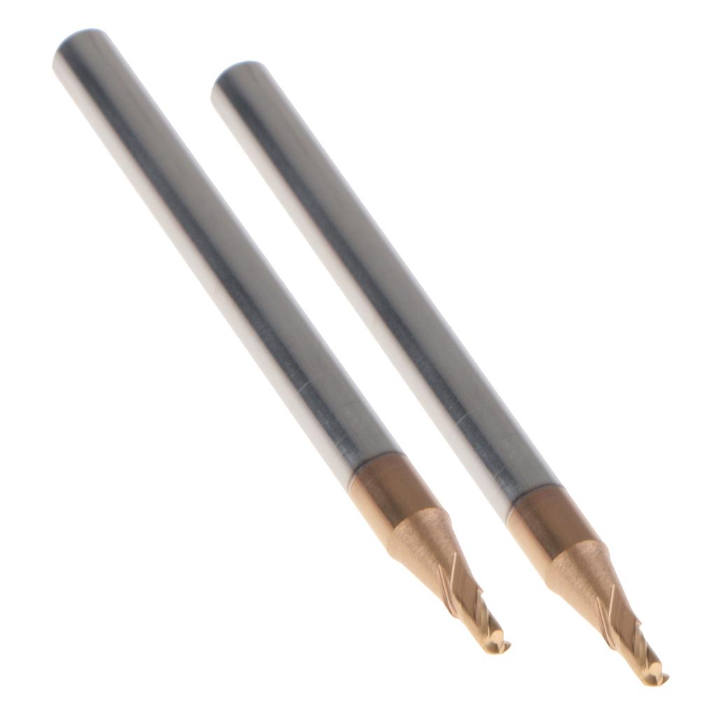 2x HRC55 Tungsten Carbide Coated Ball Nose End Mill CNC Tool Radius 1mm