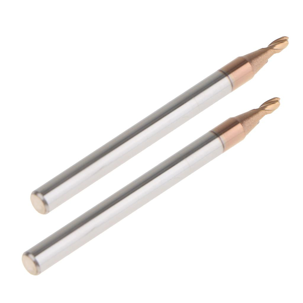 2x HRC55 Tungsten Carbide Coated Ball Nose End Mill CNC Tool Radius 1mm