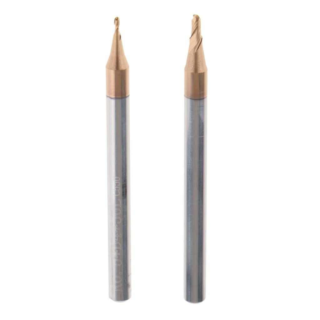 2x HRC55 Tungsten Carbide Coated Ball Nose End Mill CNC Tool, R1x4 + R0.5x4