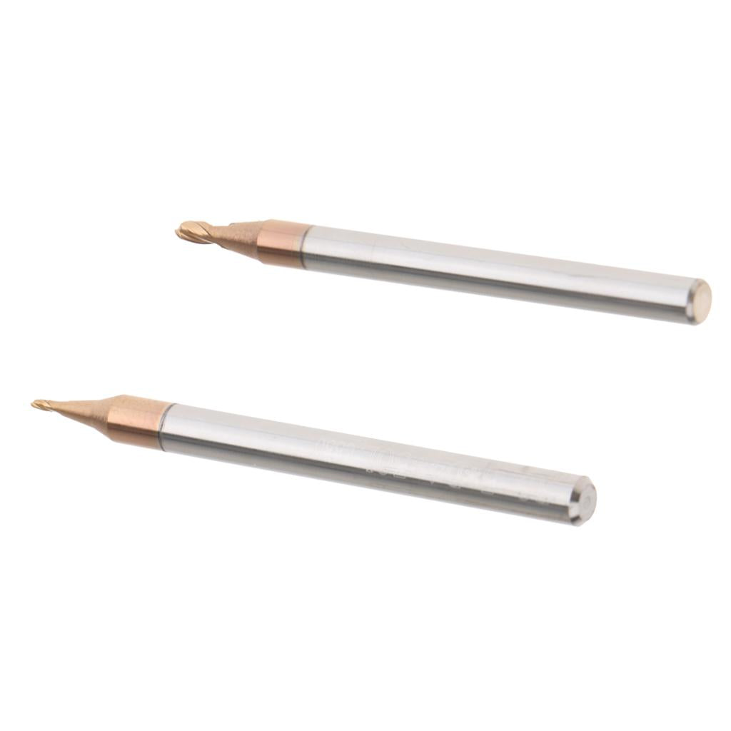 2x HRC55 Tungsten Carbide Coated Ball Nose End Mill CNC Tool, R1x4 + R0.5x4